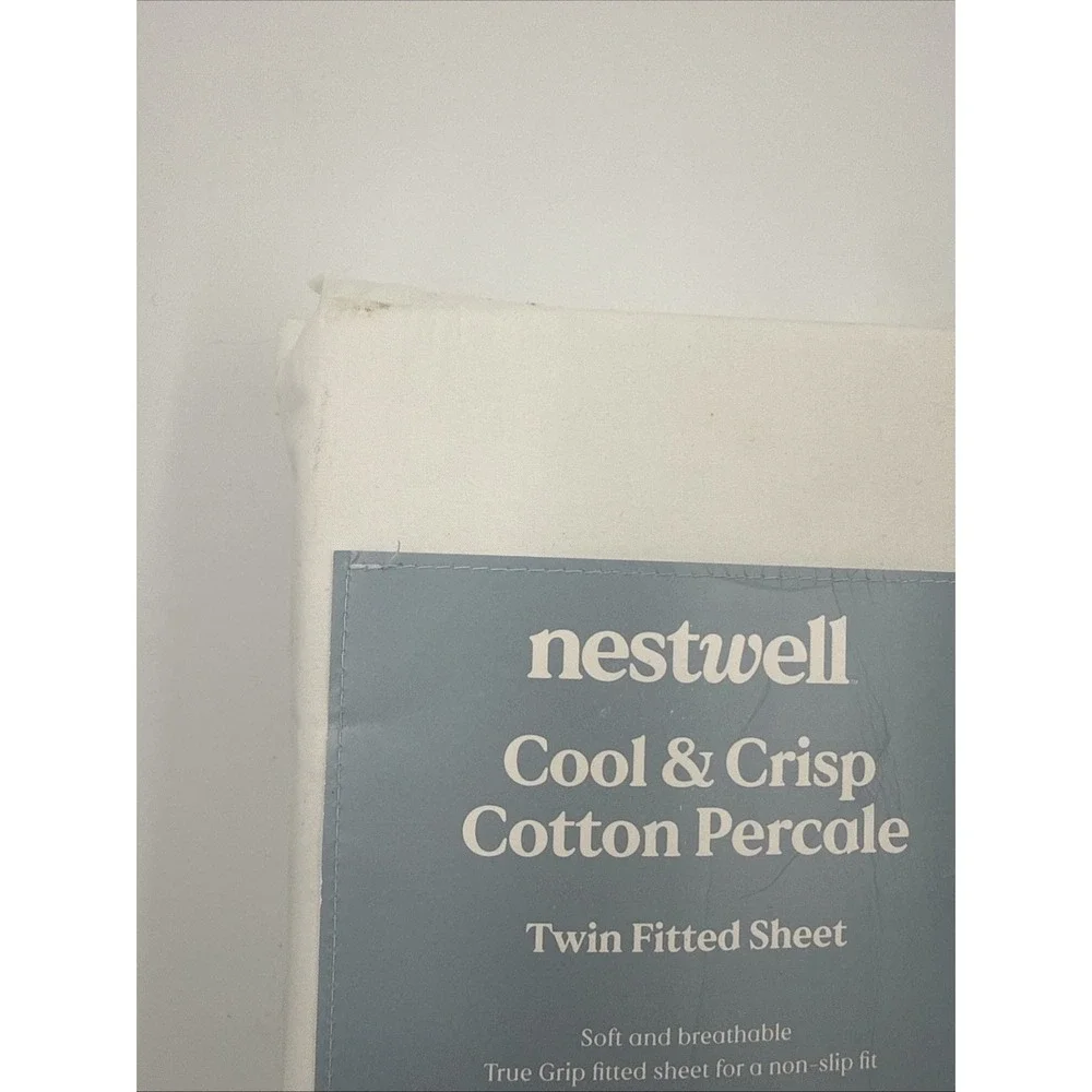 Nestwell Cool & Crisp Twin white fitted 400 Thread count sheet New in package